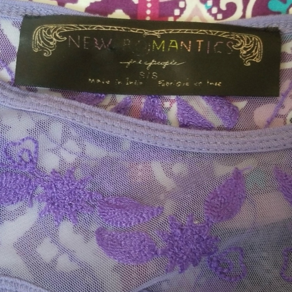 Free People Purple Embellished Long Sleeve Blouse - Picture 3 of 5